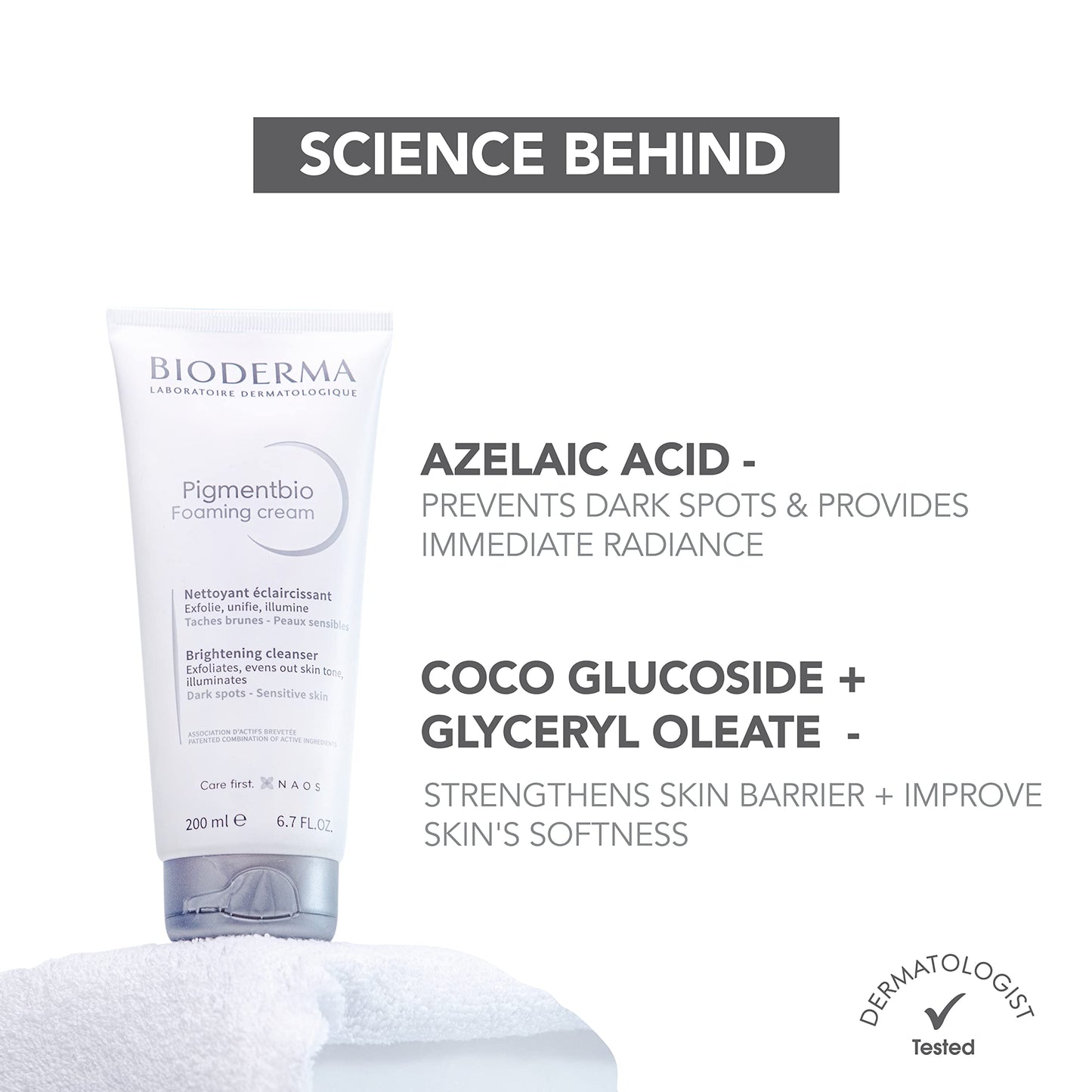 Bioderma Pigmentbio Foaming Cream Brightening Exfoliating Cleanser (Face & Body Wash) For Brightened Skin, 200 ml cleanser from Bioderma