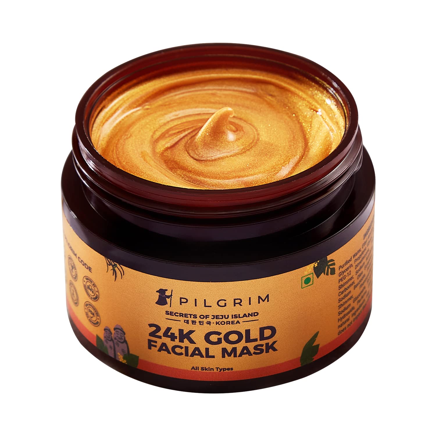 Pilgrim 24K Gold face mask for glowing skin | 24K Gold face pack for glowing skin, skin hydrating, boosts collagen and restoring skin radiance | For All Skin Types | For Men & Women | 50gm  from Pilgrim