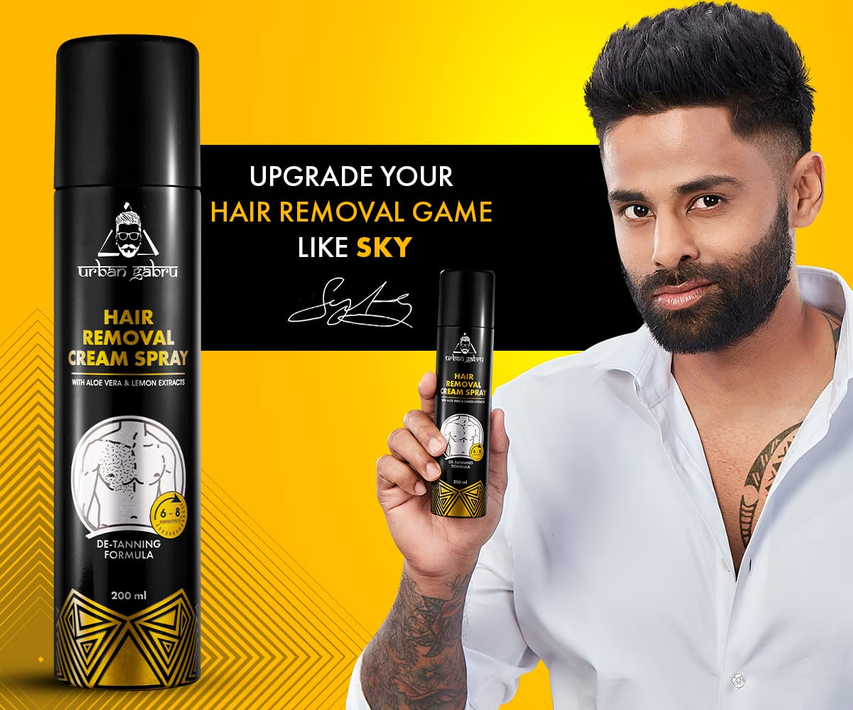 urbangabru Men Hair Removal Cream Spray|Painless Body Hair Removal Spray For Chest, Back, Legs & Under Arms (200 Ml) (Hair Removal Cream Spray - 200Ml)  from urbangabru