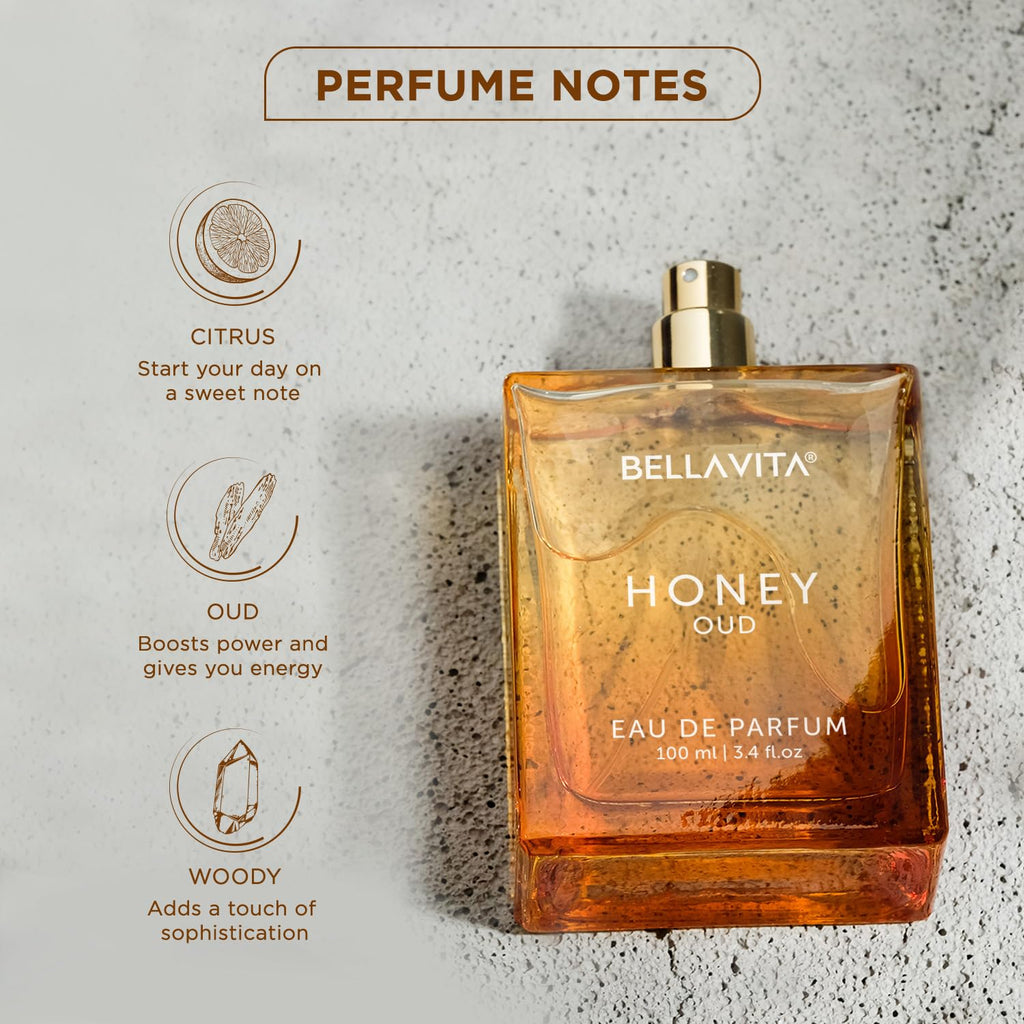 Bella Vita Luxury Honey Oud Long Lasting Perfume | Perfume for Man and Woman | EDP 100ml | Bergamot, Patchouli & Vanilla | Sweet, Woody & Spicy Premium Fragrance for Men and Women