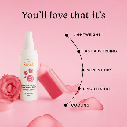 Foxtale Essentials Multivitamin Rose Mist & Toner with Niacinamide, Rose Extract, Vitamin C, Brightens and Hydrates Skin, Lightweight & Fast-Absorbing, For All Skin Types, Men & Women, 100 ml  from FoxTale