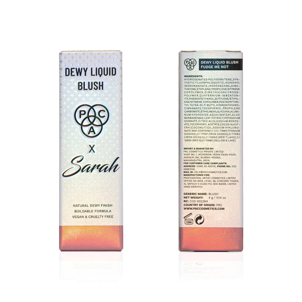 PAC X Sarah Dewy Liquid Blush (Fudge Me Not) for Face Makeup | Long-Lasting & Lightweight Liquid for Dewy Glow | Blendable & Buildable Coverage | Cruelty-Free & Vegan | Dermatologist-Tested Formula  from PAC