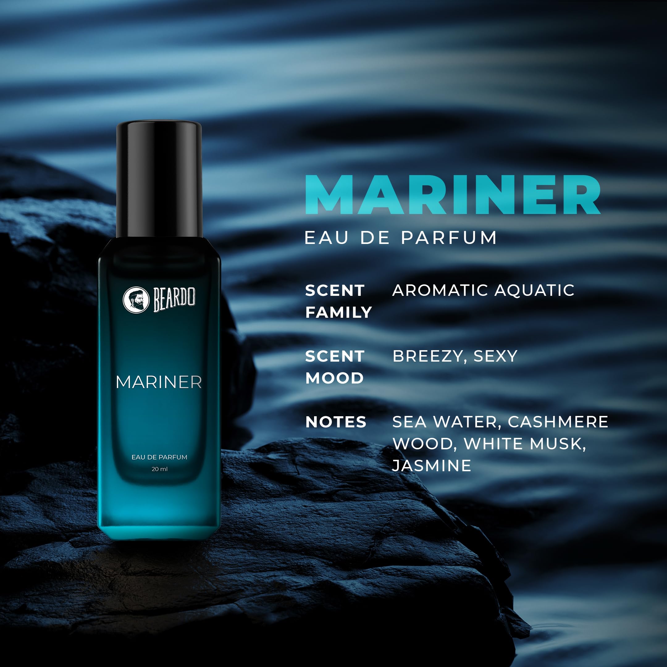 Beardo Mariner EDP for Men, 20ml |Valentine's Day Gift for Boyfriend, Husband | Eau De Parfum|Long Lasting Perfume for Men | Day Time Fragrance Body Spray For Men|Fresh, Aqua Notes perfume from BEARDO