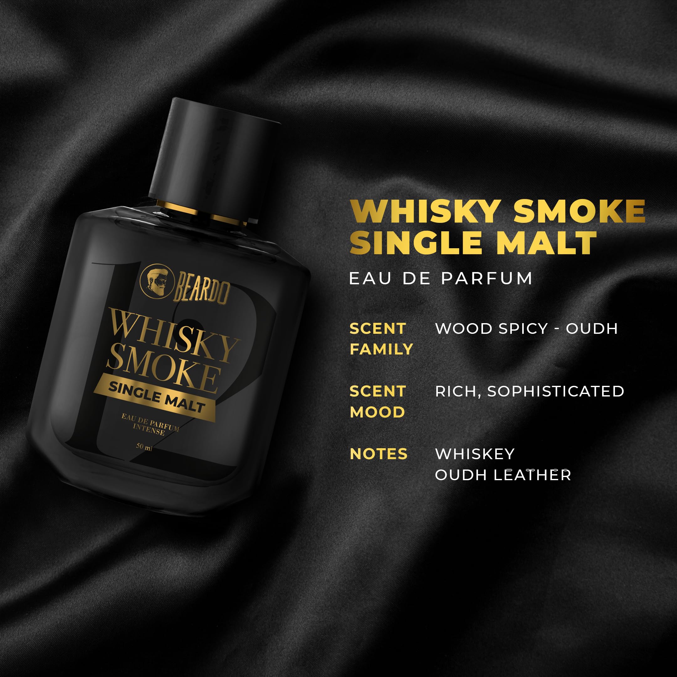 Beardo SINGLE MALT Whisky Smoke Perfume for men, 50ml | INTENSE EAU DE PARFUM - Highly Concentrated | Spicy, Woody - Oudh - Luxury Perfume | Ideal Gift for men perfume from BEARDO