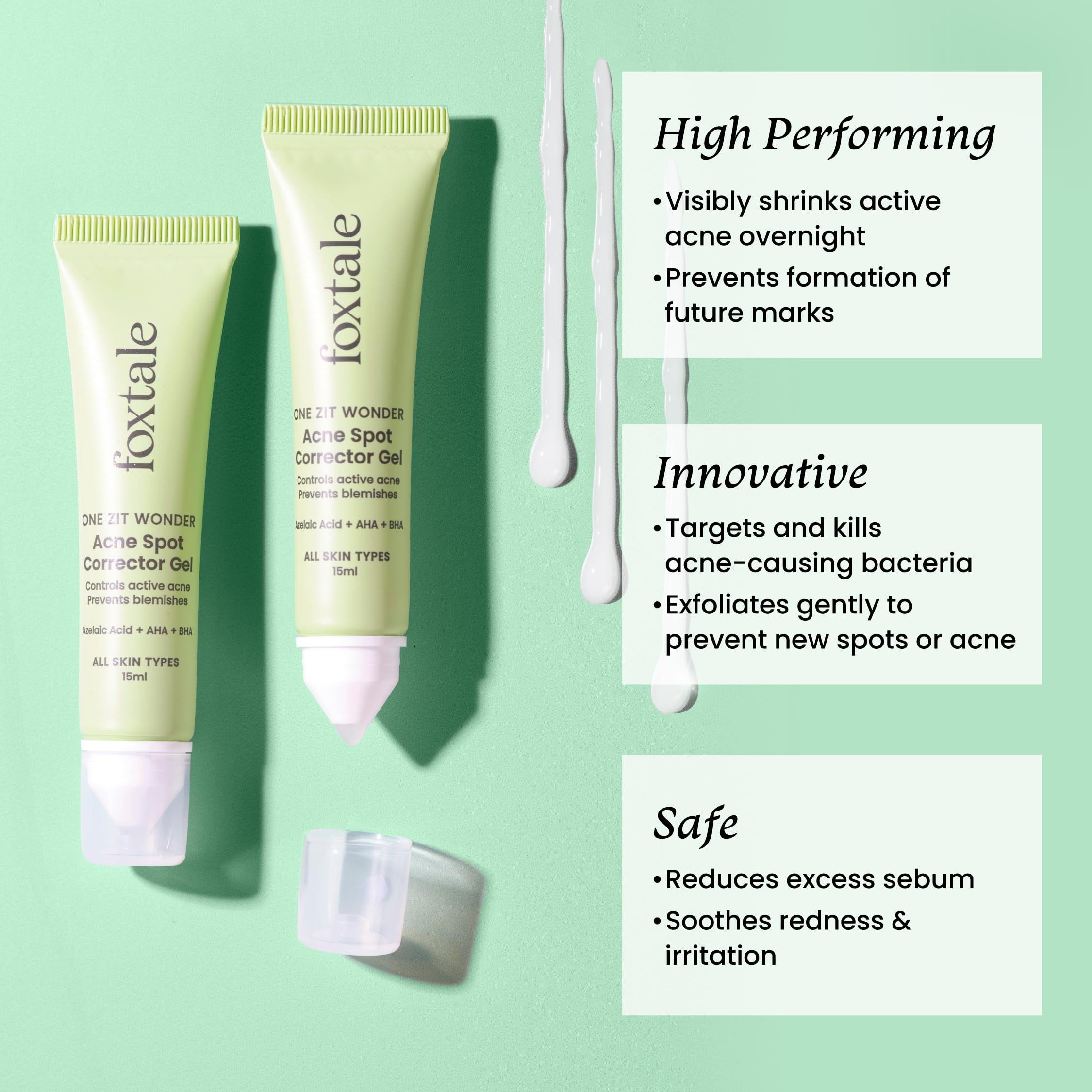Foxtale Acne Gel| Reduces Pimples Overnight and Prevents Acne Scars| Spot Corrector for Oily, Acne Prone Skin| 2% Azelaic Acid,2% Salicylic Acid, 3% Glycolic Acid, Niacinamide| Men&Women-15ml  from FoxTale