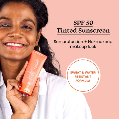 Foxtale Tinted Sunscreen SPF 50 PA++++ & Primer | Shade 2 | Vitamin E | Water Resistant with Dry-Touch Finish | No White Cast | Blurs Out Pores - 50ml  from FoxTale