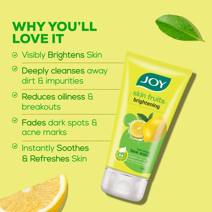 Joy Skin Brightening Lemon Face Wash (150ml) With Vitamin C For Naturally Glowing Skin | Removes Excess Oil & Dirt | Suitable For All Skin Types  from JOY
