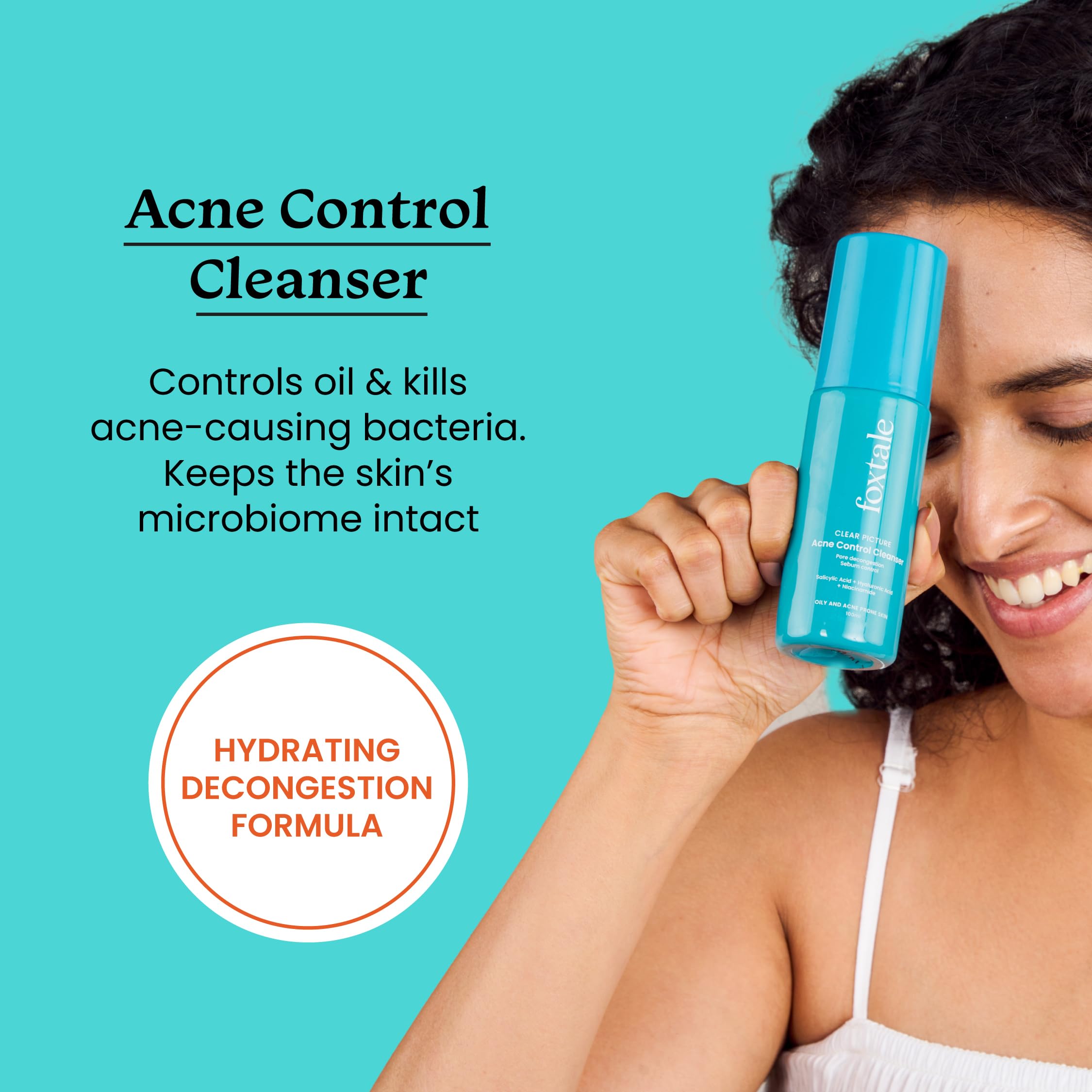 Foxtale 2% Salicylic Acid Face Wash for Oily & Acne Prone Skin with Niacinamide, Hyaluronic Acid | Anti Acne Cleanser for Oil Control | Reduces Pimples and Breakouts | Men & Women- 100 ml  from FoxTale