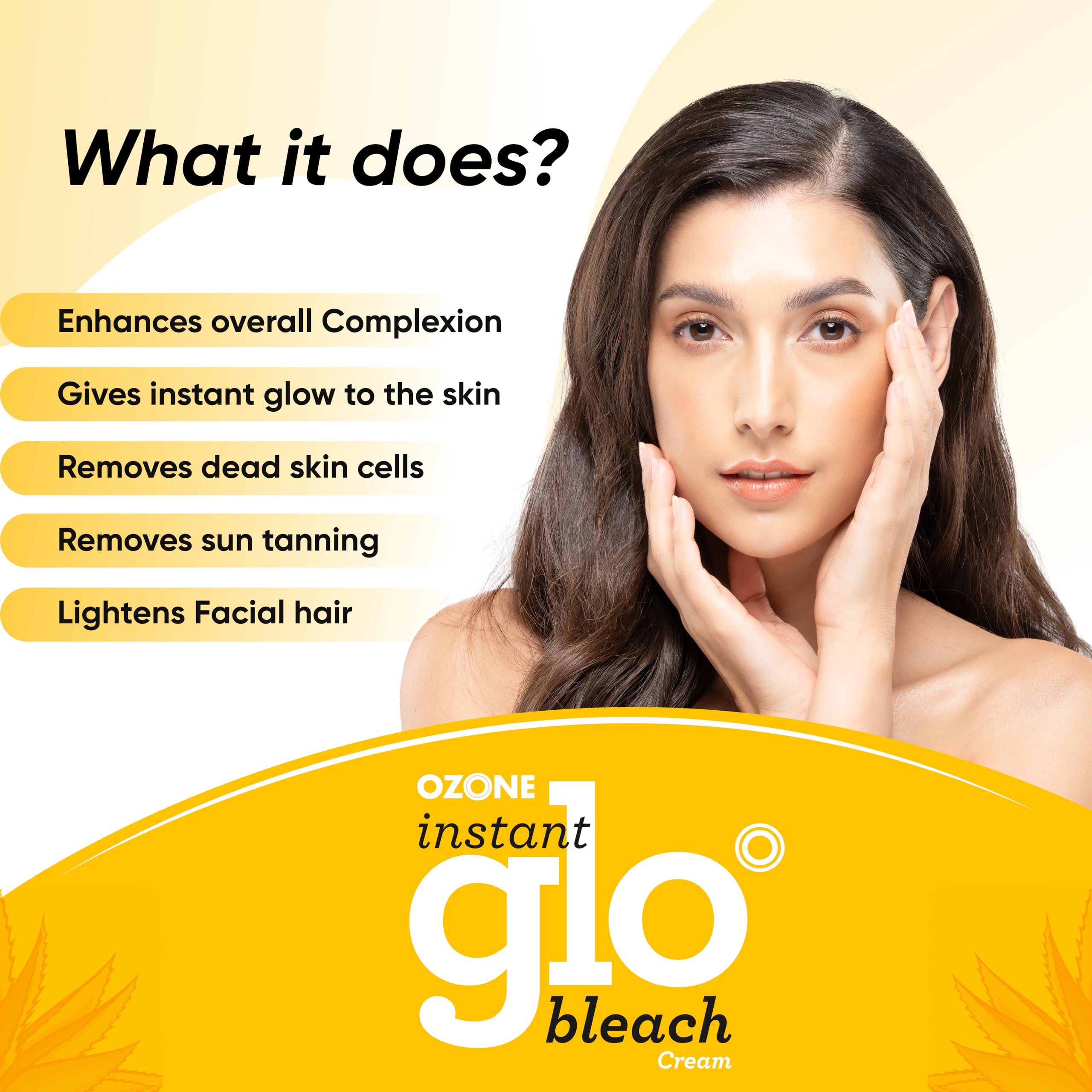 Ozone Instant Glo Bleach Cream for Men & Women | Enriched with Aloe Vera & Turmeric, 43 G (Pack of 3)  from Ozone