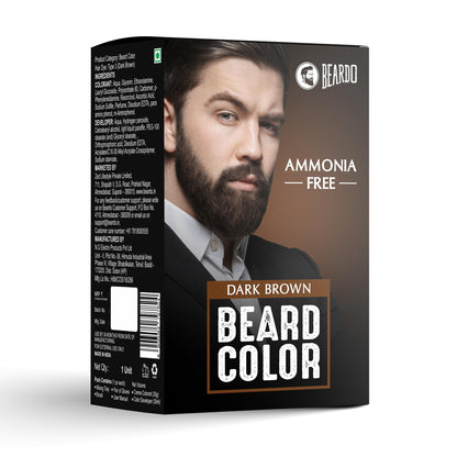 Beardo Beard Color For Men - Natural Dark Brown, 60ml | Long Lasting | No Ammonia | Easy to apply, No Stain Beard Hair Colour for men | Skin Friendly Hair dye | Full Grey Hair Coverage Beard Color color from BEARDO