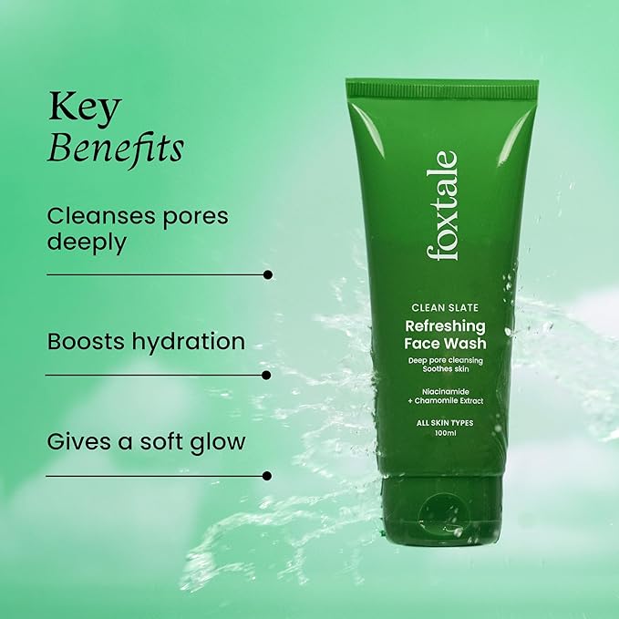 Foxtale Refreshing Face Wash for Deep Cleansing with Niacinamide, Hydrates & Brightens, Non-Drying Cleanser for Glowing Skin, Men & Women, For All Skin Types - 100 ml face Wash from FoxTale