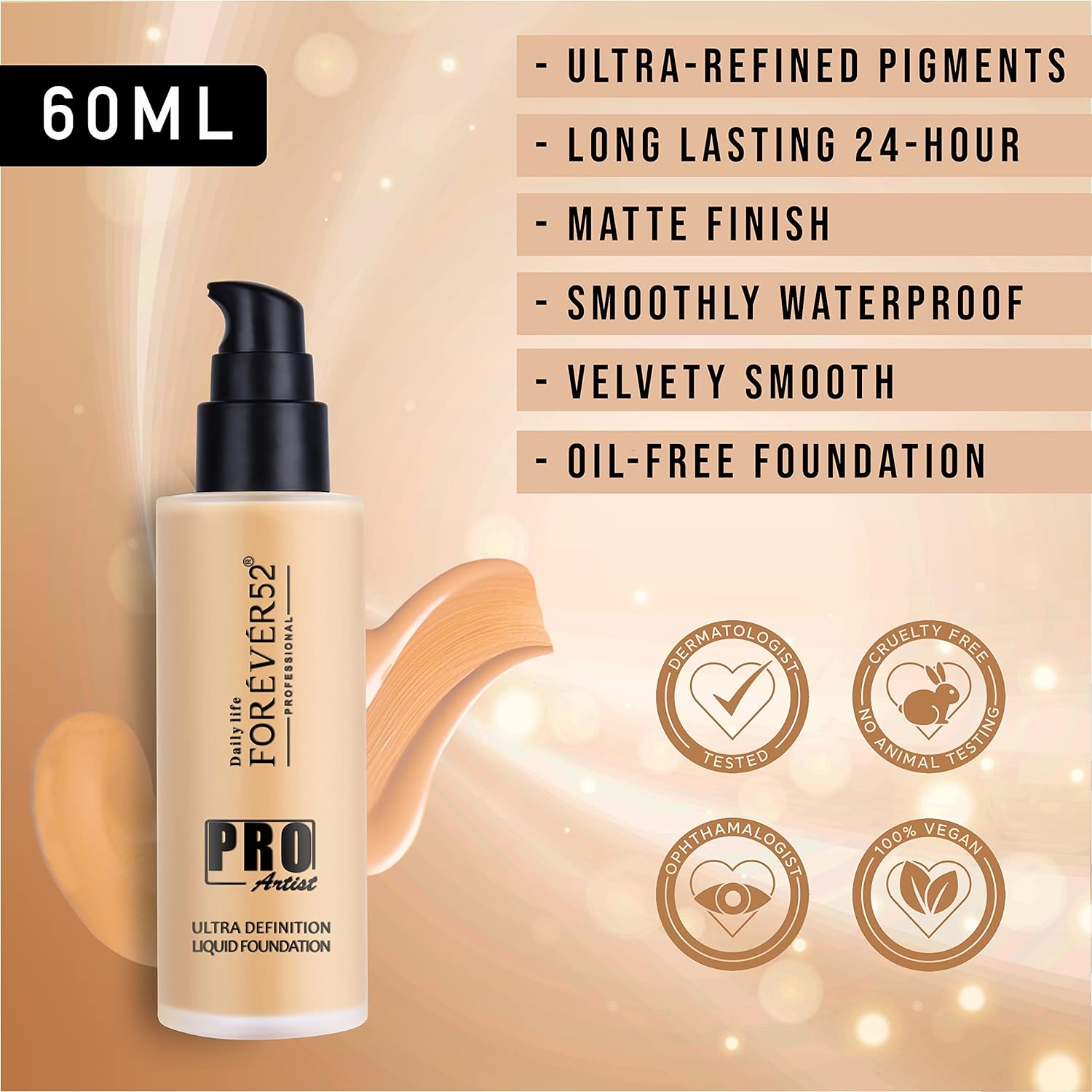 Daily life FOREVER52 Pro Artist Ultra Definition Long Lasting Waterproof Full Coverage Liquid Matte Foundation, 60Ml  from Forever52