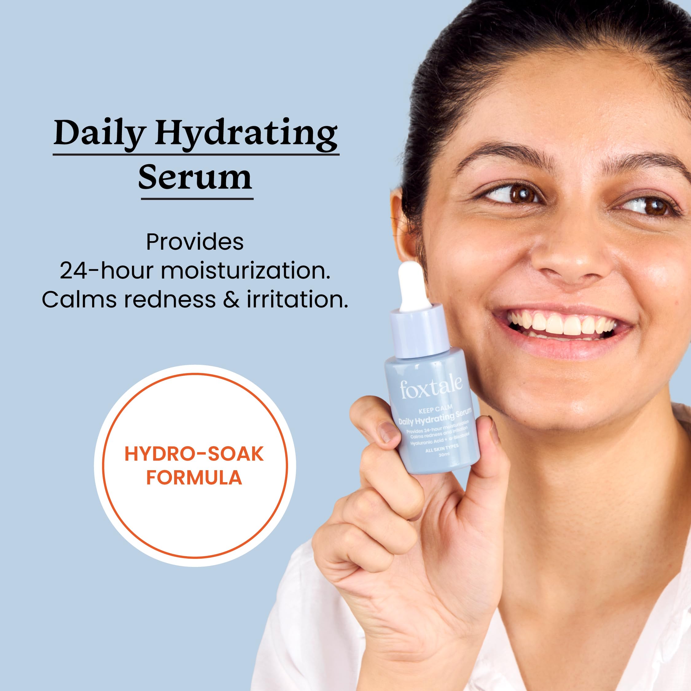 Foxtale Hyaluronic Acid Serum for Plump, Glowing Skin with Vitamin B5, Betaine | Intense 24-Hour Hydration, Brightening | Reduction in Fine Lines & Inflammation | For Dry, Sensitive Skin | Men & Women - 30 ml  from FoxTale