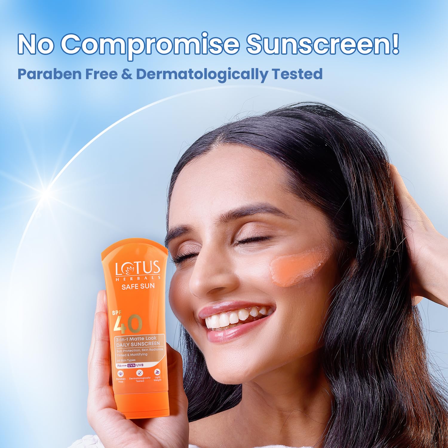 Lotus Herbals Safe Sun 3 In 1 Tinted Daily Sunscreen SPF 40 PA+++ | In Vivo Tested | Tinted Matte Look | UVA & UVB Protection | Non-Greasy | No White Cast | For All Skin Types | For Women & Men