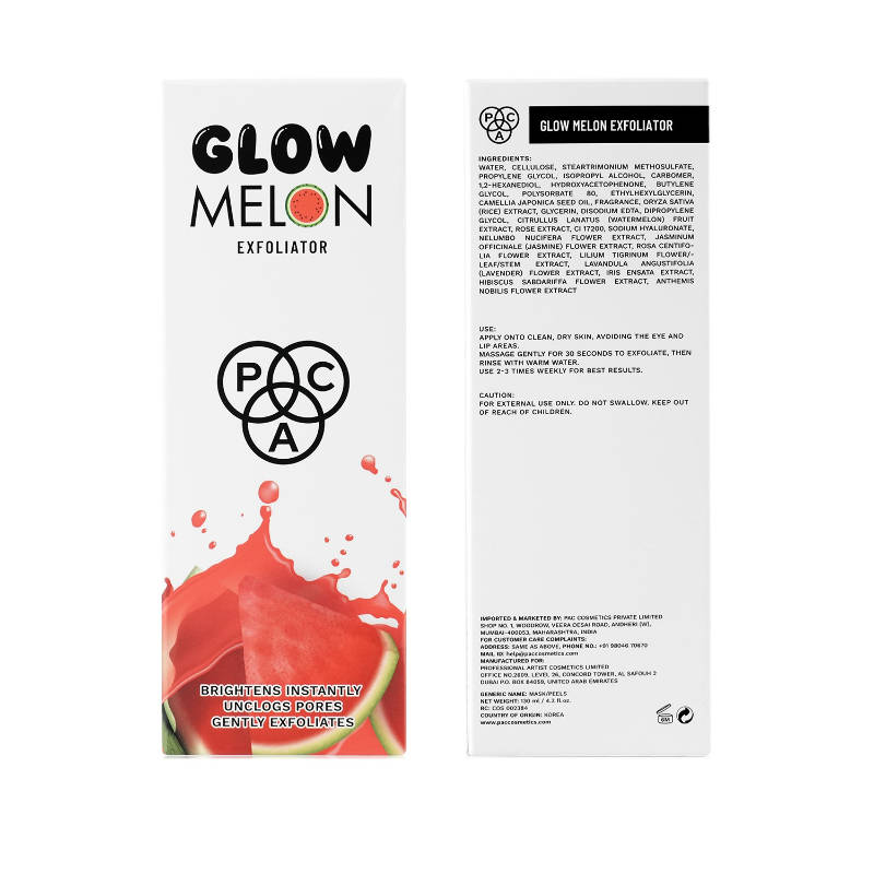 PAC Glow Melon Exfoliator - Gentle Peeling Technology, Hydrates, Eliminates Dead Skin Cells