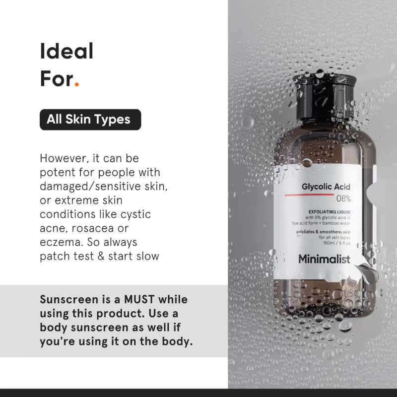 Minimalist 8% Glycolic Acid Toner For Glowing Skin (Toner for Body, Face, Underarms & Scalp) (150ml) toner from HAVIN