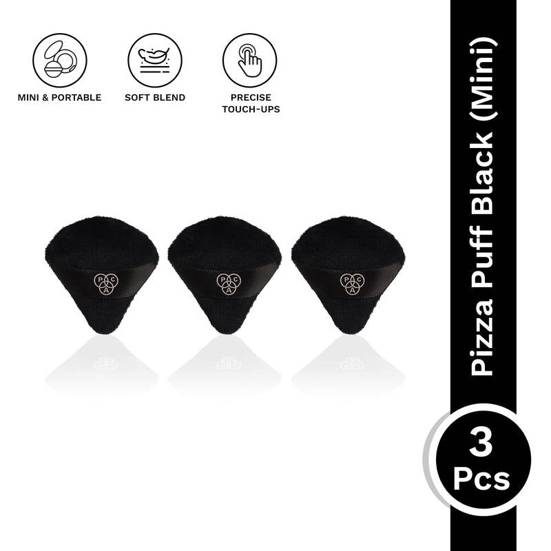 PAC Pizza Puff Black Mini - 99% Soft Natural Cotton, Ideal for Under Eyes & Precise Application