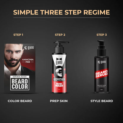 Beardo Beard Color For Men - Natural Black, 60ml | Long Lasting | No Ammonia | Easy to apply, No Stain Beard Hair Colour for men | Skin Friendly Hair dye | Full Grey Hair Coverage Beard Color color from BEARDO