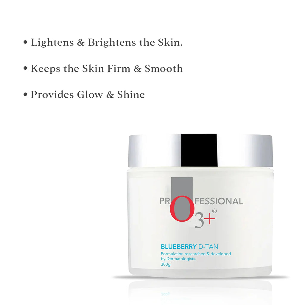O3+ Blueberry D-Tan® with Natural Extracts for Tan Removal & Sun Damage Protection Ideal for Dry Skin (300 g)