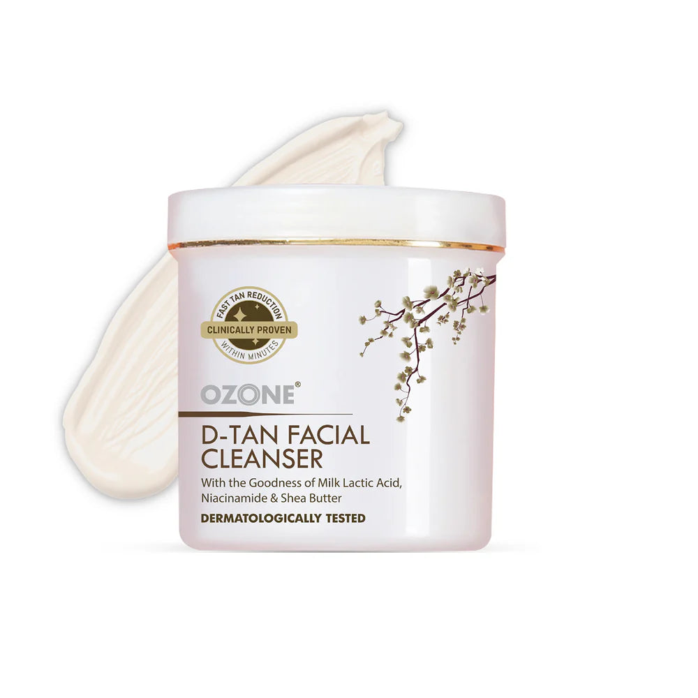 Ozone D-Tan Facial Cleanser | Enriched with Cucumber, Shea Butter & Milk | Detan Face Cleanser For Men & Women | All Skin Types, Tan Removal, Soft, Smooth & Uneven Skin Tone