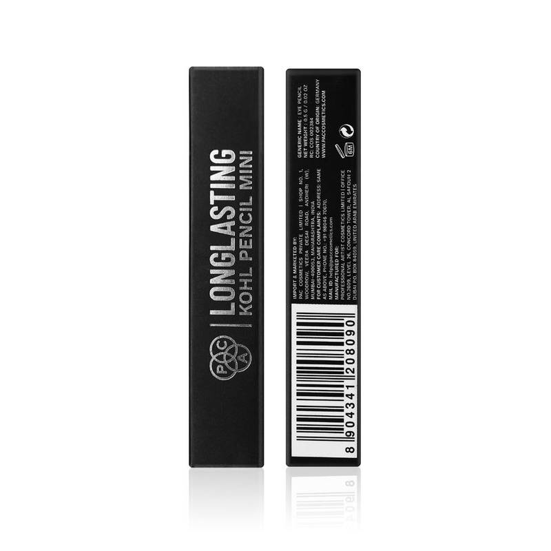 PAC Longlasting Kohl Pencil Mini Black - Waterproof Intense Payoff, One Swipe Application