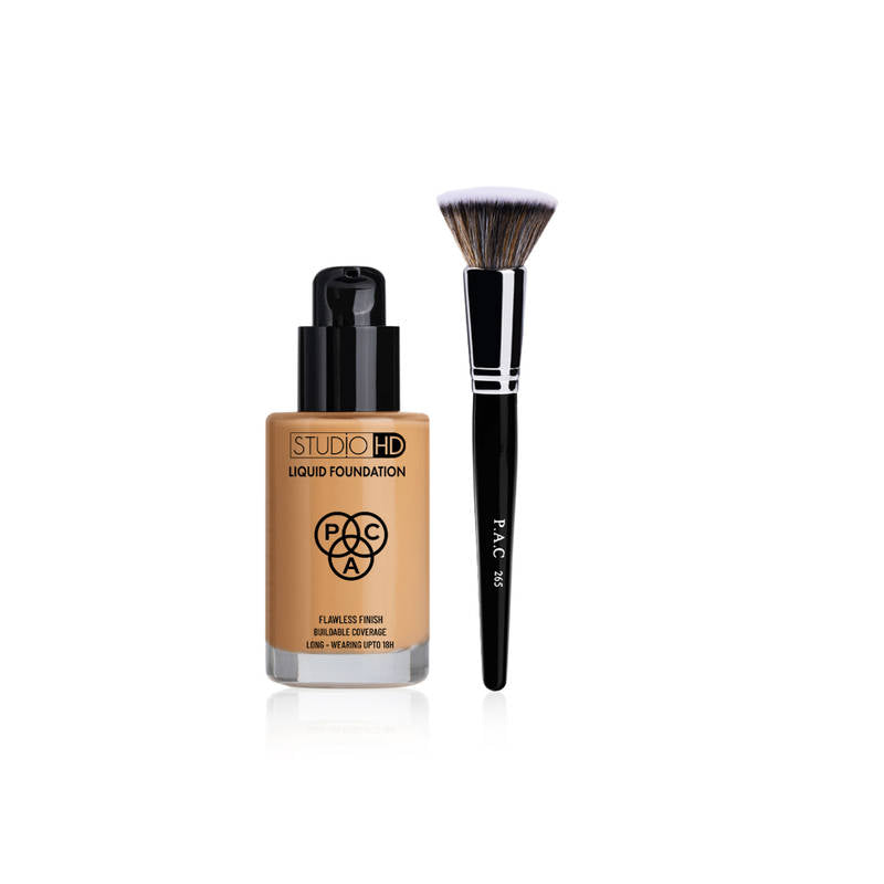 PAC Hd Liquid Foundation - 1.5 + Foundation Blending Brush 265 Combo