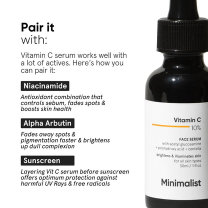 Minimalist 10% Vitamin C Serum For Face For Illuminating Skin For Beginners (30ml) Face serum from HAVIN