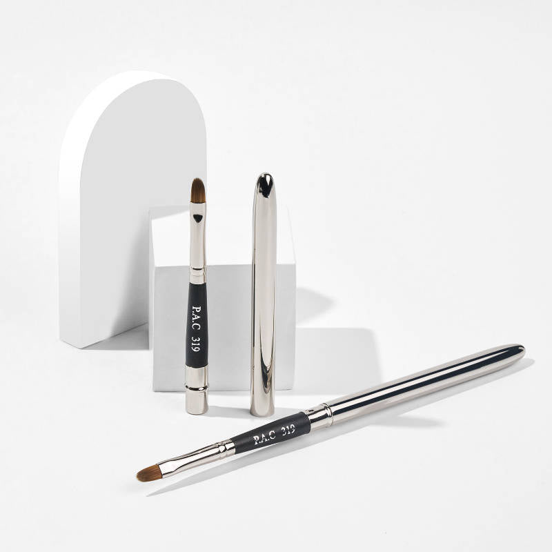 PAC Lip Brush 319 - Tapered Lip Brush Stainless Steel Handle Turns into a Cap, Ideal for Lip Shaping