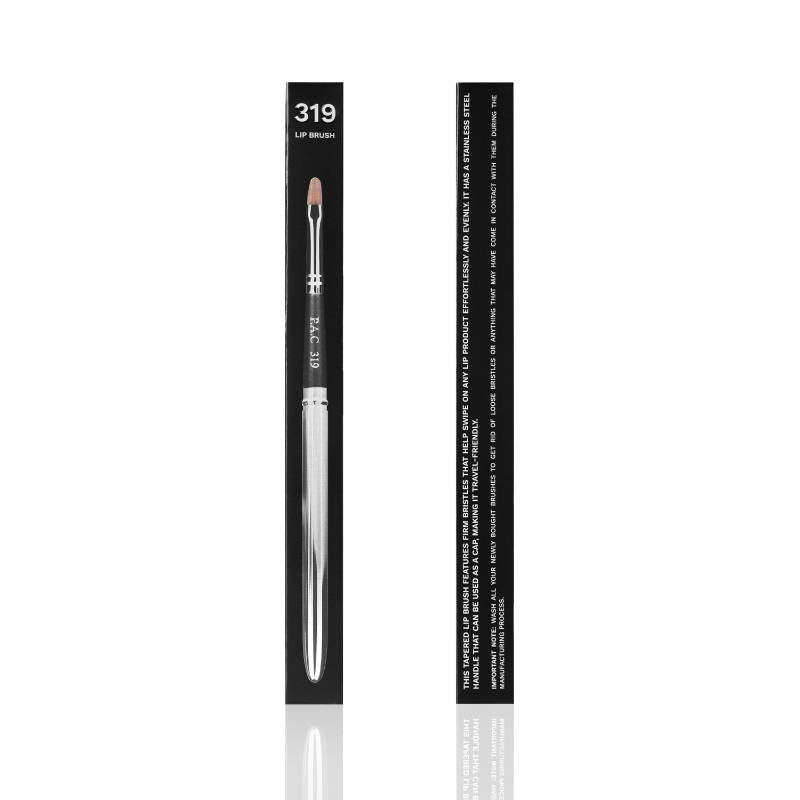 PAC Lip Brush 319 - Tapered Lip Brush Stainless Steel Handle Turns into a Cap, Ideal for Lip Shaping