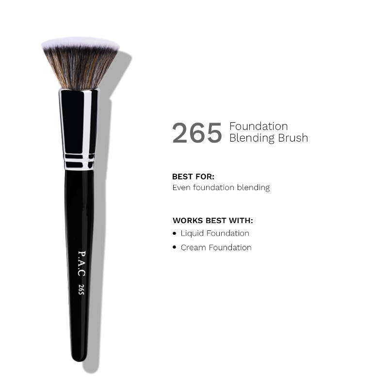 PAC Foundation Blending Brush 265 - Flat Kabuki, Dense Soft Synthetic Bristles for Airbrush Finish