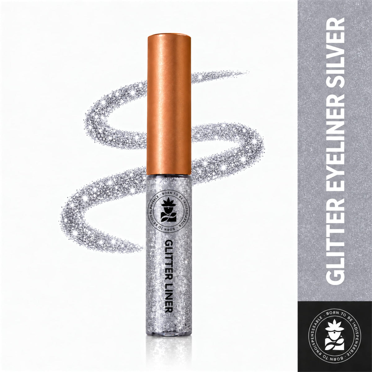 BOBI Glitter Eyeliner  | Diamond Sparkle Finish | Waterproof Long Wear | Quick Dry Smudgeproof | Felt-Tip Precision | Cruelty-Free Paraben-Free-5ml (Silver)