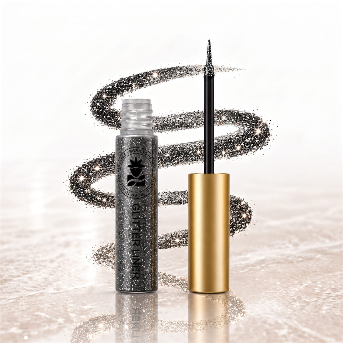 BOBI Glitter Eyeliner  | Diamond Sparkle Finish | Waterproof Long Wear | Quick Dry Smudgeproof | Felt-Tip Precision | Cruelty-Free Paraben-Free-5ml (Black)