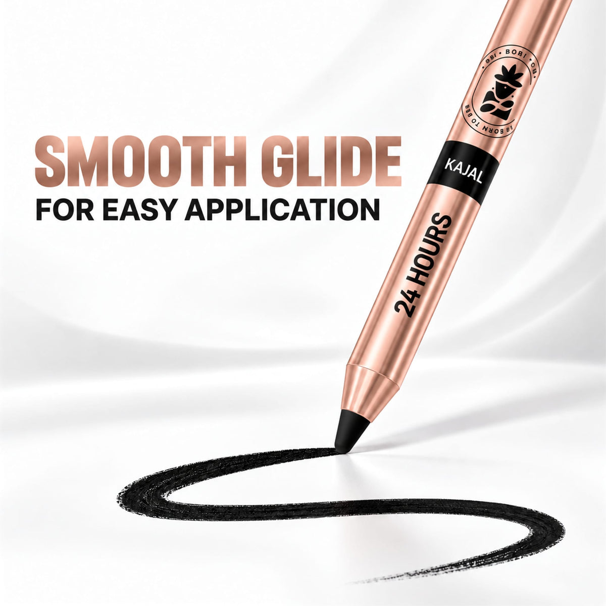 BOBI 24 Hours Kajal For Eyes | Smudgeproof Waterproof Formula | Deep Black Pigment | Cruelty-Free Paraben-Free | Smooth Application | Long Lasting Wear-1.5 gm (Black)