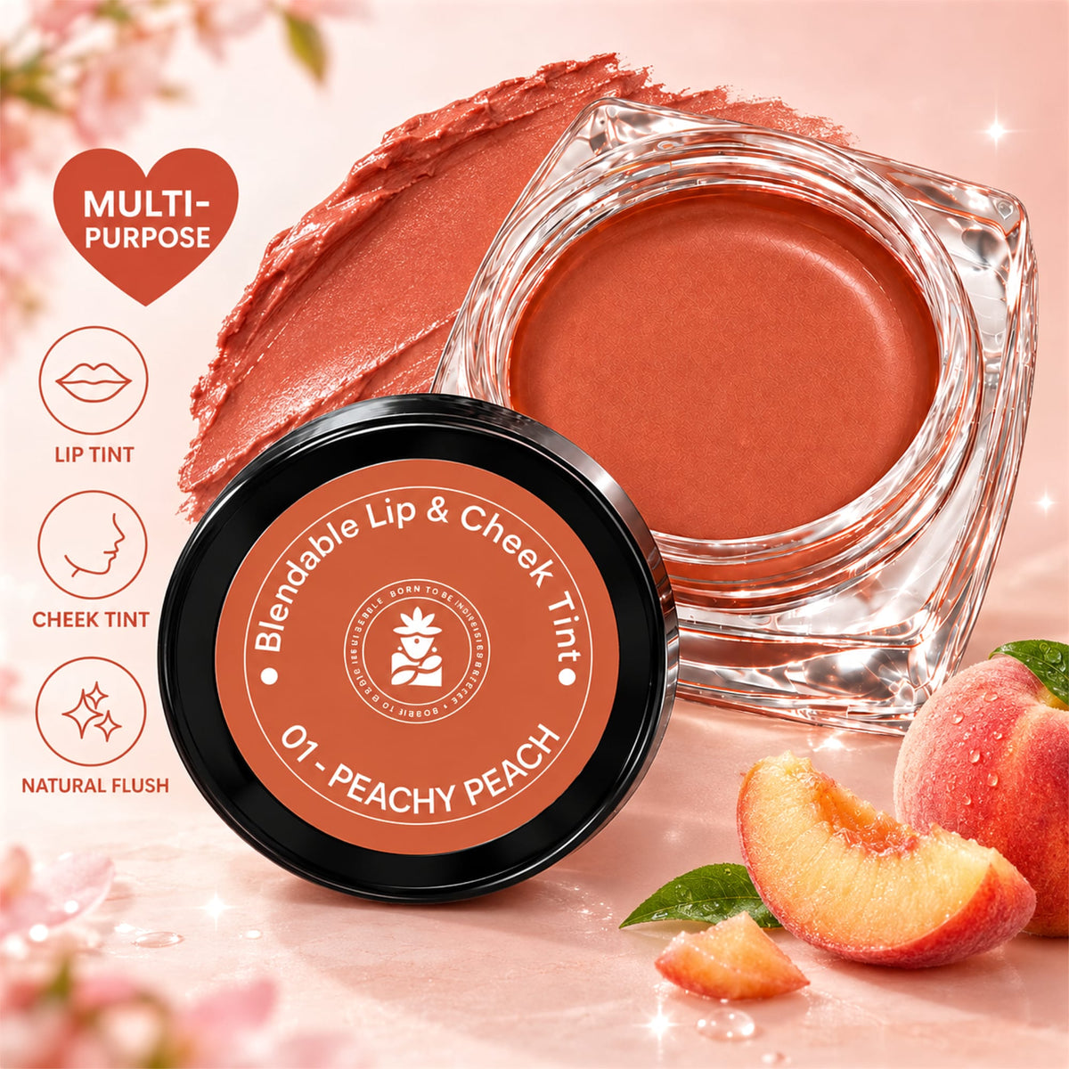 BOBI Glow Tint – Blendable Lip & Cheek , 5g (Peachy Peach)