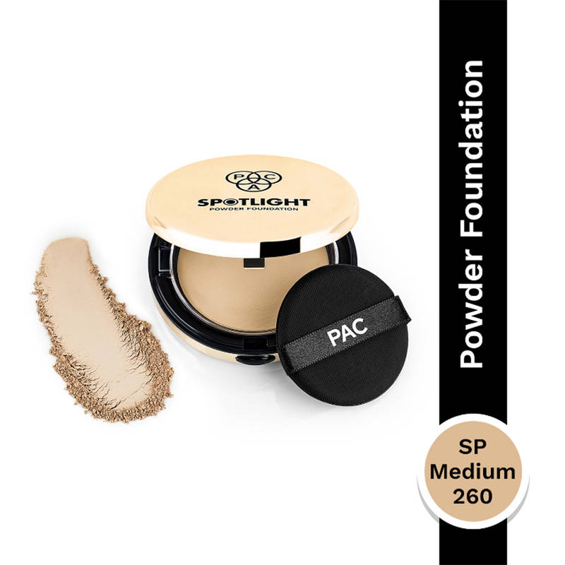 PAC Spotlight Powder Foundation - Soft Focus Base, Full Coverage, Smooth One stroke Application