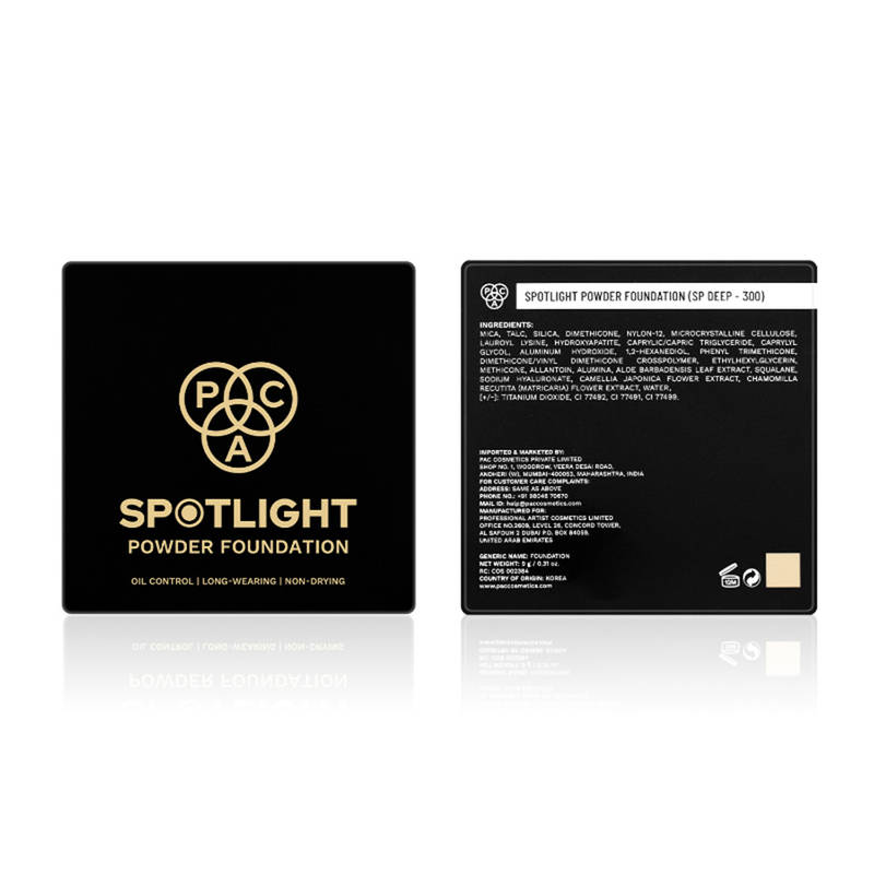 PAC Spotlight Powder Foundation - Soft Focus Base, Full Coverage, Smooth One stroke Application