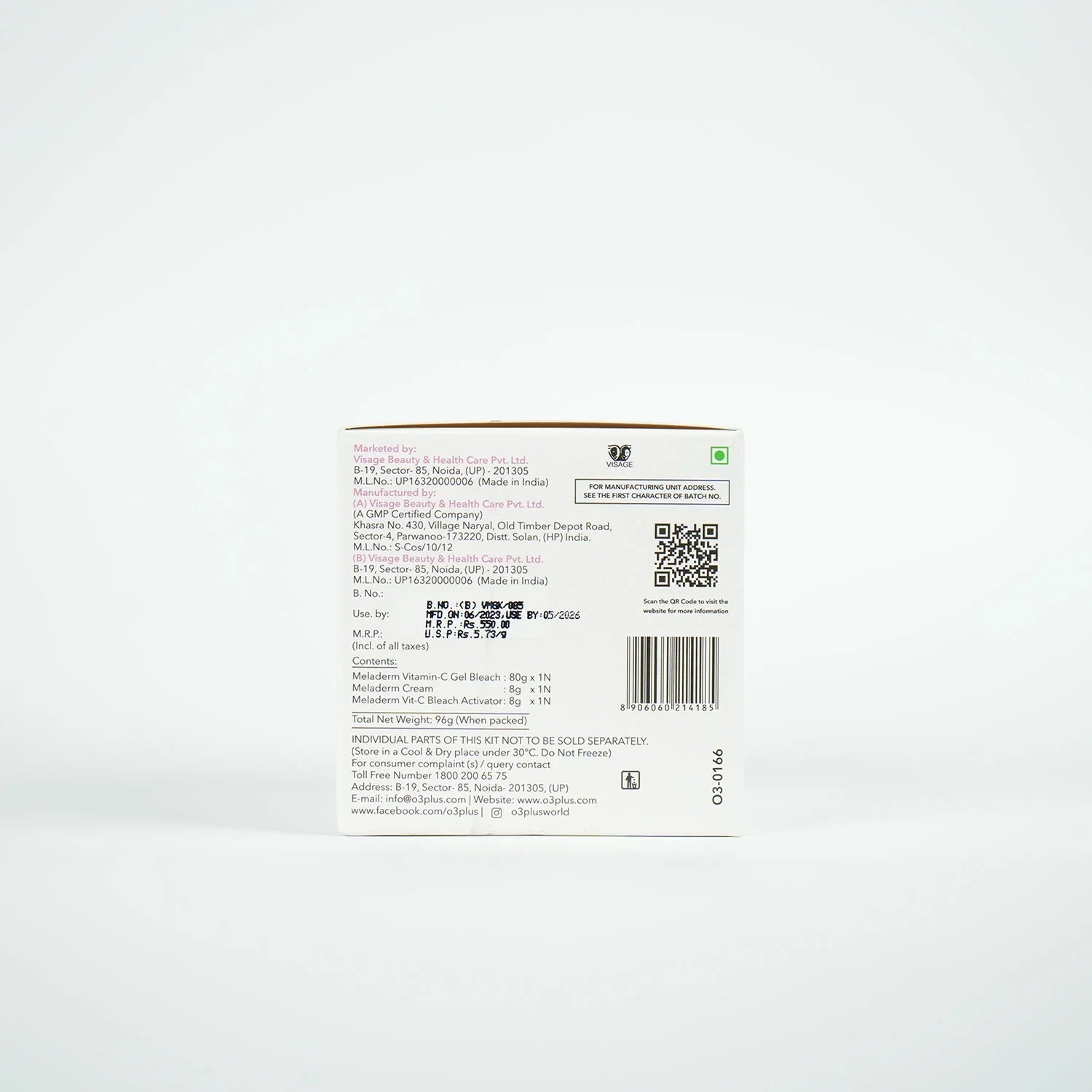 O3+ Meladerm Vitamin C Gel Bleach for Lightens Skin & Hair (96g) Bleach from O3+