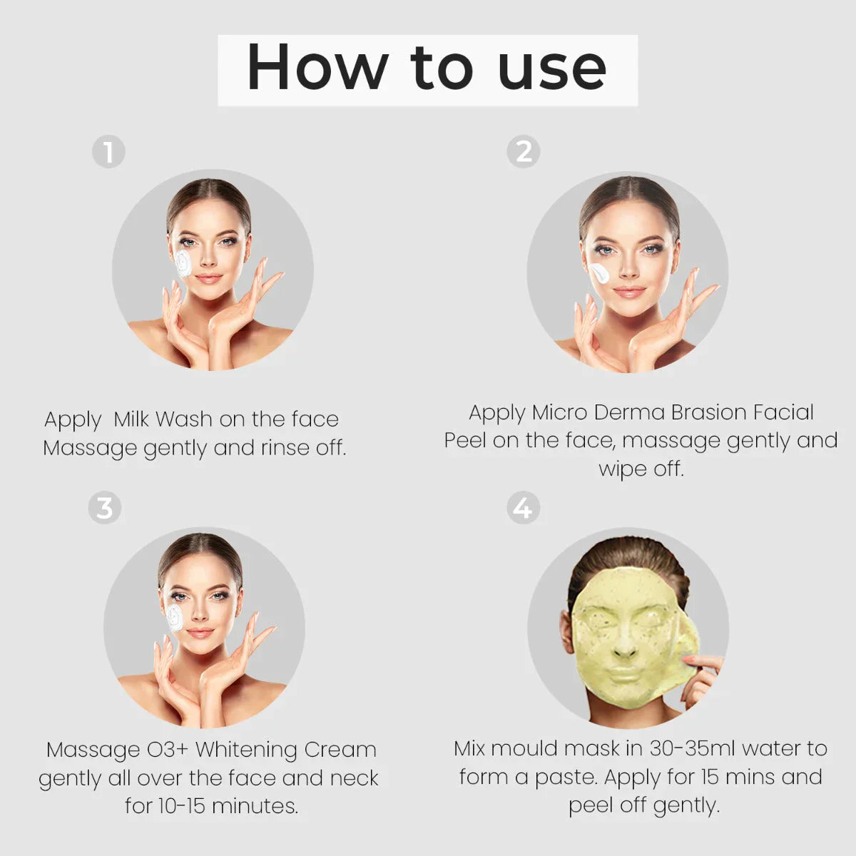 O3+ Whitening Facial Kit Pack of 4 for Dull Skin facial Kits from O3+