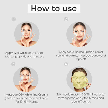 O3+ Whitening Facial Kit Pack of 4 for Dull Skin facial Kits from O3+