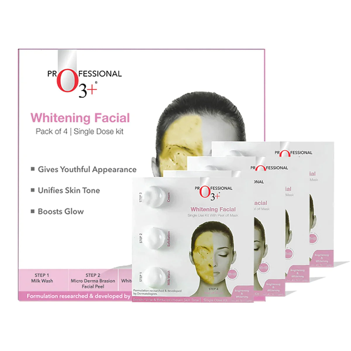 O3+ Whitening Facial Kit Pack of 4 for Dull Skin facial Kits from O3+