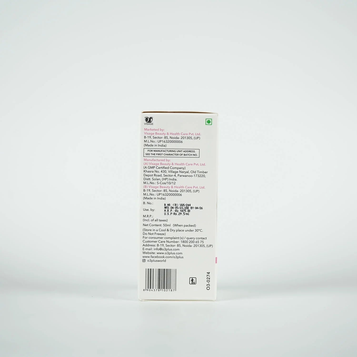 O3+ Skin Serum Face Whitening for Pigmentation and Whitens Skin, 50g Face serum from O3+