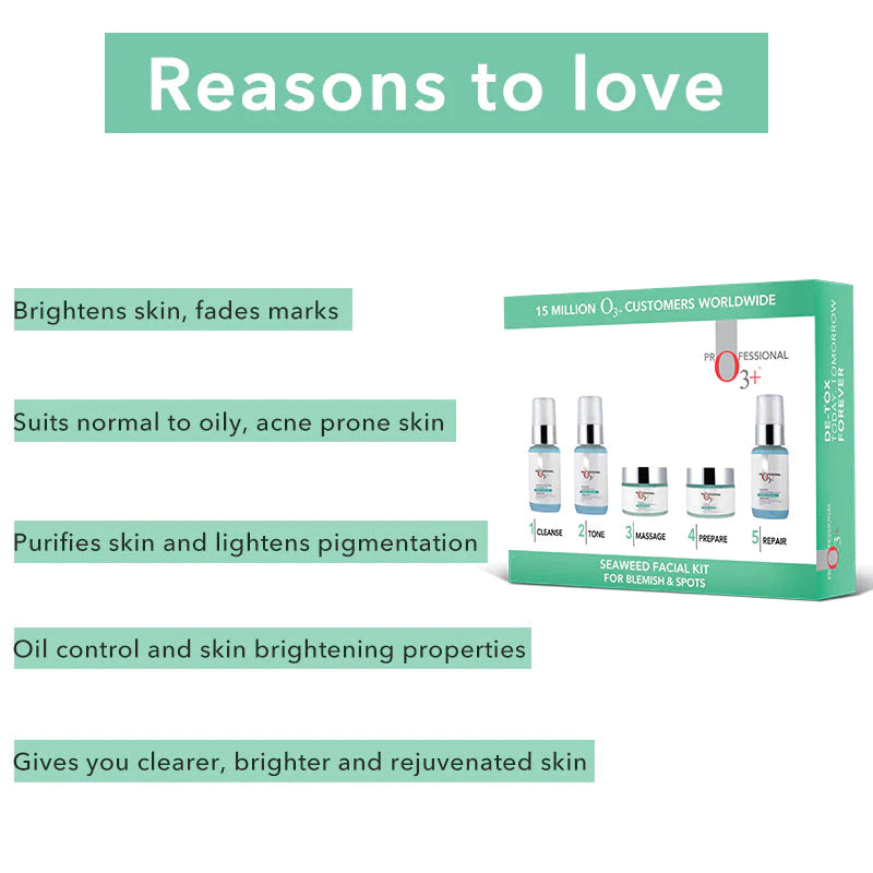 O3+ Seaweed Facial Kit for Brightening Skin (100g+15ml) facial Kits from O3+