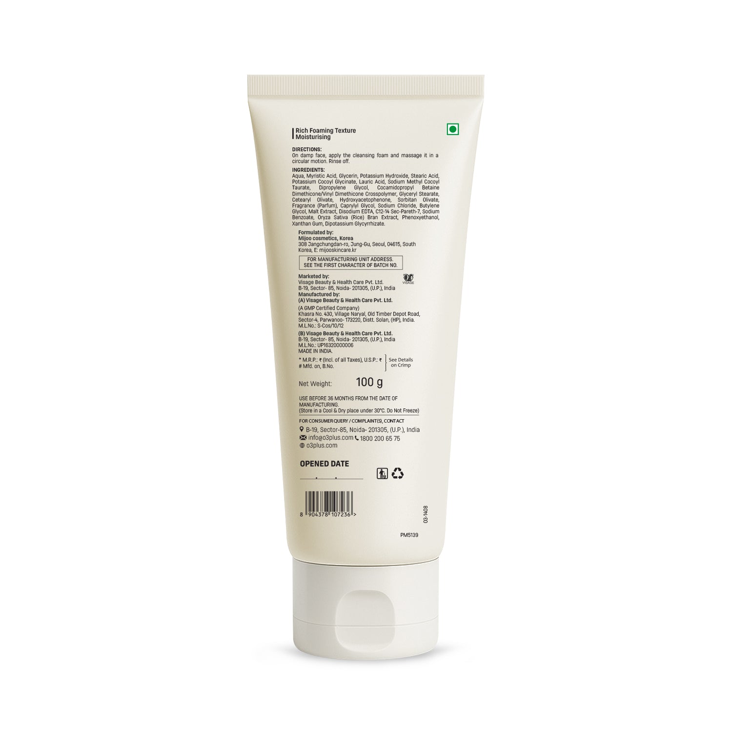 o3 + Mijoo Korea Rice Water Bright Foaming Cleanser 100ml For Korean Glass Skin