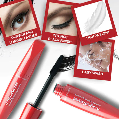 FACES CANADA Magneteyes Dramatic Volumizing Mascara - Black, 9.5ml | Lightweight, Denser & Longer Lashes | Intense Black Finish | Adds Volume | Easy Wash | No Clumping | Cruelty Free eyes from Face canada