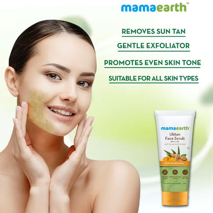 Mamaearth Ubtan Scrub For Face With Turmeric & Walnut For Tan Removal (100g)