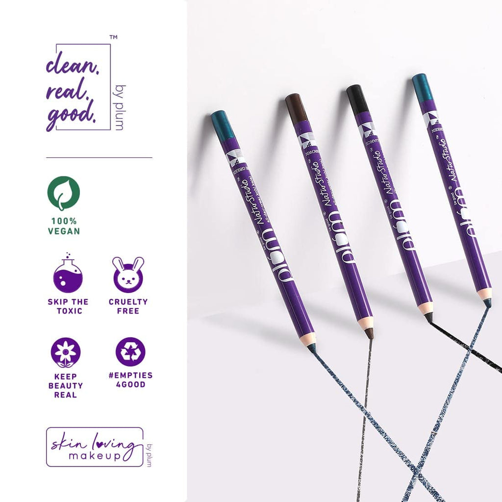 Plum Nature Studio All-Day-Wear Kohl Kajal - Black Brilliance + Free sharpner (1.2g)