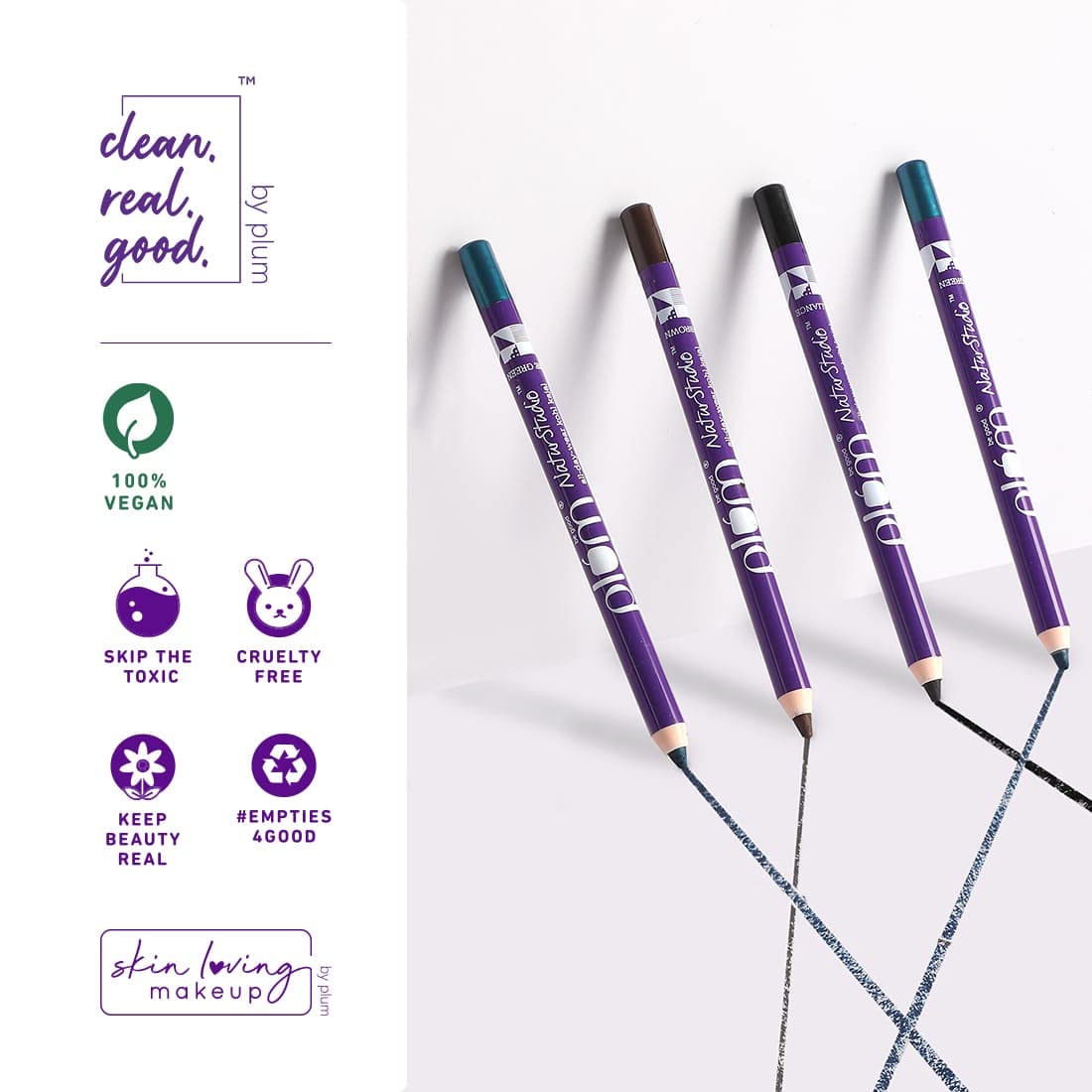 Plum Nature Studio All-Day-Wear Kohl Kajal - Black Brilliance + Free sharpner (1.2g)