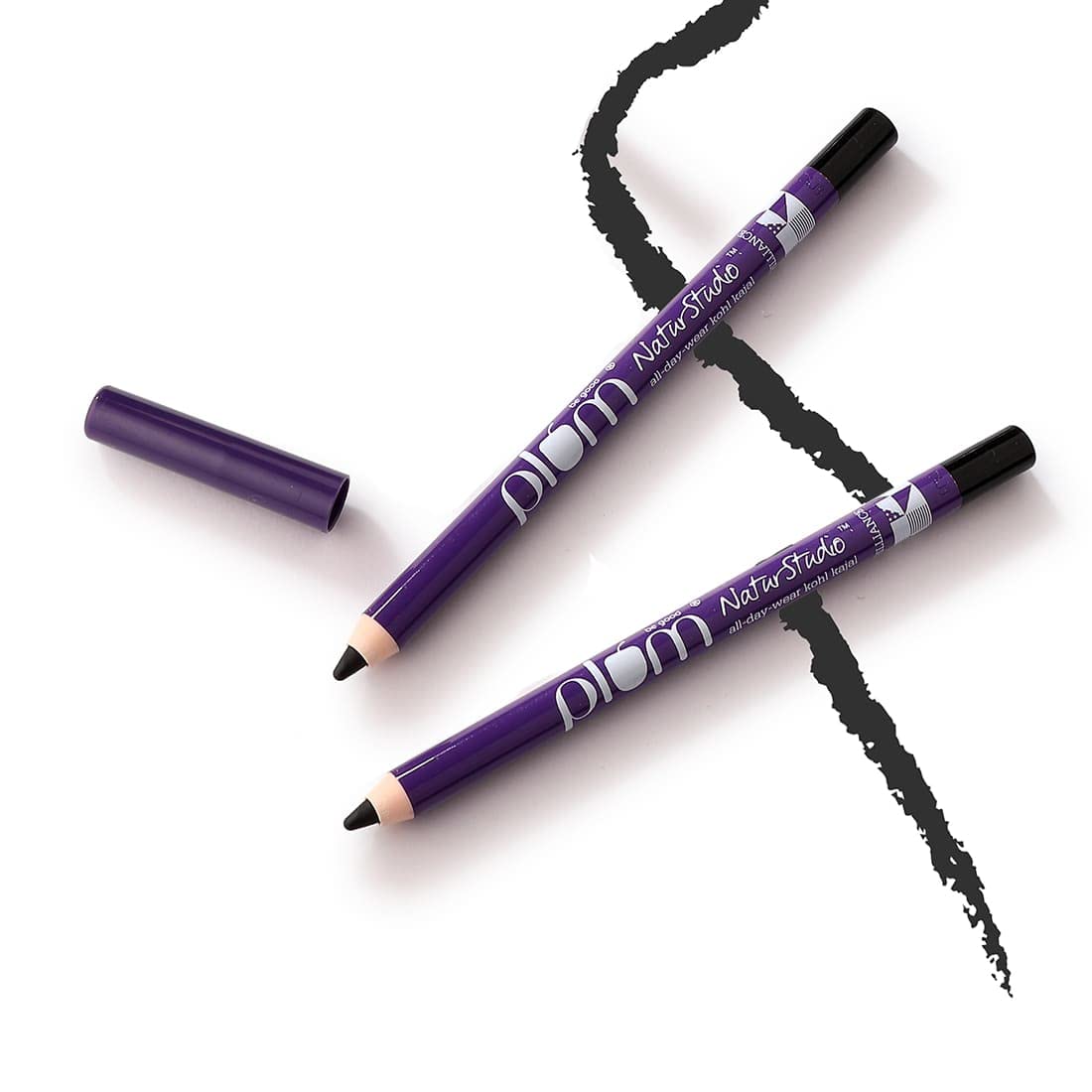 Plum Nature Studio All-Day-Wear Kohl Kajal - Black Brilliance + Free sharpner (1.2g)