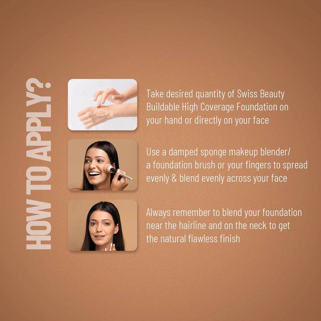 Swiss Beauty High Coverage Waterproof Base Foundation - 03 Natural Beige