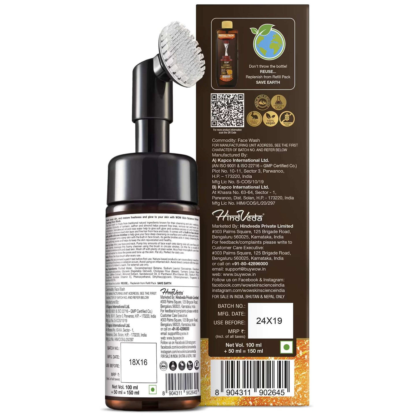 WOW Skin Science Foaming Ubtan Face Wash For Suitable All Skin Types(150ml)